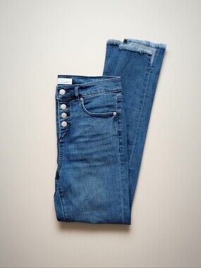 LOFT High‑Waist Skinny Jeans – Button‑Fly Charm & Frayed‑Hem Ease Size 25/0